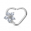 Anneau cartilage en coeur à fleur sertie