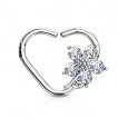 Anneau cartilage en coeur à fleur sertie