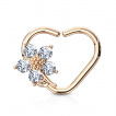 Anneau cartilage en coeur cuivré à fleur sertie