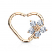Anneau cartilage en coeur cuivré à fleur sertie