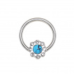 Anneau CBR  jonction fleur strass et turquoise