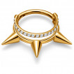 Anneau charni�re doubl� en Titane Dor� � arc de zirconiums et piques