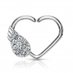 Anneau tordable daith en coeur  aile d'ange sertie