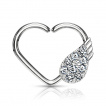 Anneau tordable daith en coeur  aile d'ange sertie