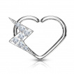 Anneau tordable daith en coeur  clair serti