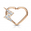 Anneau tordable daith en coeur cuivré à éclair serti