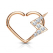 Anneau tordable daith en coeur cuivré à éclair serti