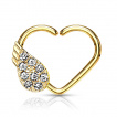 Anneau tordable daith en coeur dor  aile d'ange sertie