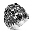Bague homme acier à tête de lion scuptée