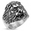 Bague homme acier à tête de lion scuptée