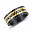 Bague homme  bandes noires et dores en acier  frise grec