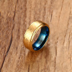 Bague homme en tungstene bleu et doré martelé