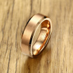 Bague homme en tungstène cuivré à bandeau brossé