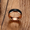 Bague homme en tungstene cuivr  bandeau bross noir