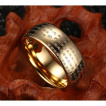 Bague homme en tungstene dor  critures bouddhistes