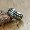 Bague homme en tungstene  lignes d'abalone et bois