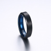 Bague homme en tungstne noir bross et bleu poli