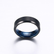 Bague homme en tungstne noir bross et bleu poli