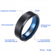 Bague homme en tungstne noir bross et bleu poli