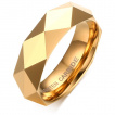 Bague homme facettée en tungstène doré