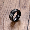 Bague homme noire  compas de navigation et filins d'acier