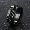 Bague homme noire en acier  chaine et chiffres romains