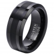 Bague homme noire en Tungstène à bande centrale brossée