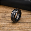 Bague homme noire en Tungstène à bande centrale brossée