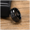 Bague homme noire en Tungstne  bande centrale brosse