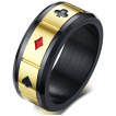 Bague homme Poker en acier noir et dor