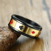 Bague homme Poker en acier noir et dor