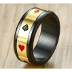 Bague homme Poker en acier noir et dor