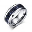 Bague homme tungstene Blue'n Black Fiber