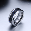 Bague homme tungstene Blue'n Black Fiber