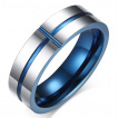 Bague homme tungstene Blue Cross