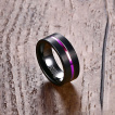 Bague homme tungstene noire Rainbow Line