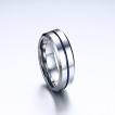 Bague homme tungstene  sillon bleu