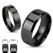 Bague mixte acier noire à bords biseautés