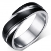 Bague mixte en acier à spirale noire