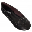 Ballerines gothiques noires à pentagramme et inserts métal - Banned