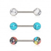 Barbell  boules imitation pierres semi-prcieuses