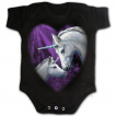 Body bébé à duo de licornes sur coeur violet