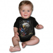 Body bébé gothique noir avec Aigle et drapeau Rebelle