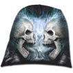 Bonnet gothique homme à cranes en face à face et flammes bleues