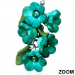 Boucles d'oreilles à fleurs bleues turquoise et feuilles en fimo