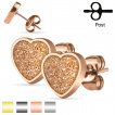 Boucles d'oreilles coeurs pailletés en acier