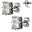 Boucles d'oreilles en acier style médiéval avec pierres rectangulaires (Paire)