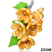 Boucles d'oreilles fantaisie  fleurs oranges et feuilles