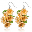 Boucles d'oreilles fimo  feuilles et fleurs oranges perles
