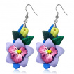 Boucles d'oreilles pendantes à fleurs Orchidées et feuilles
